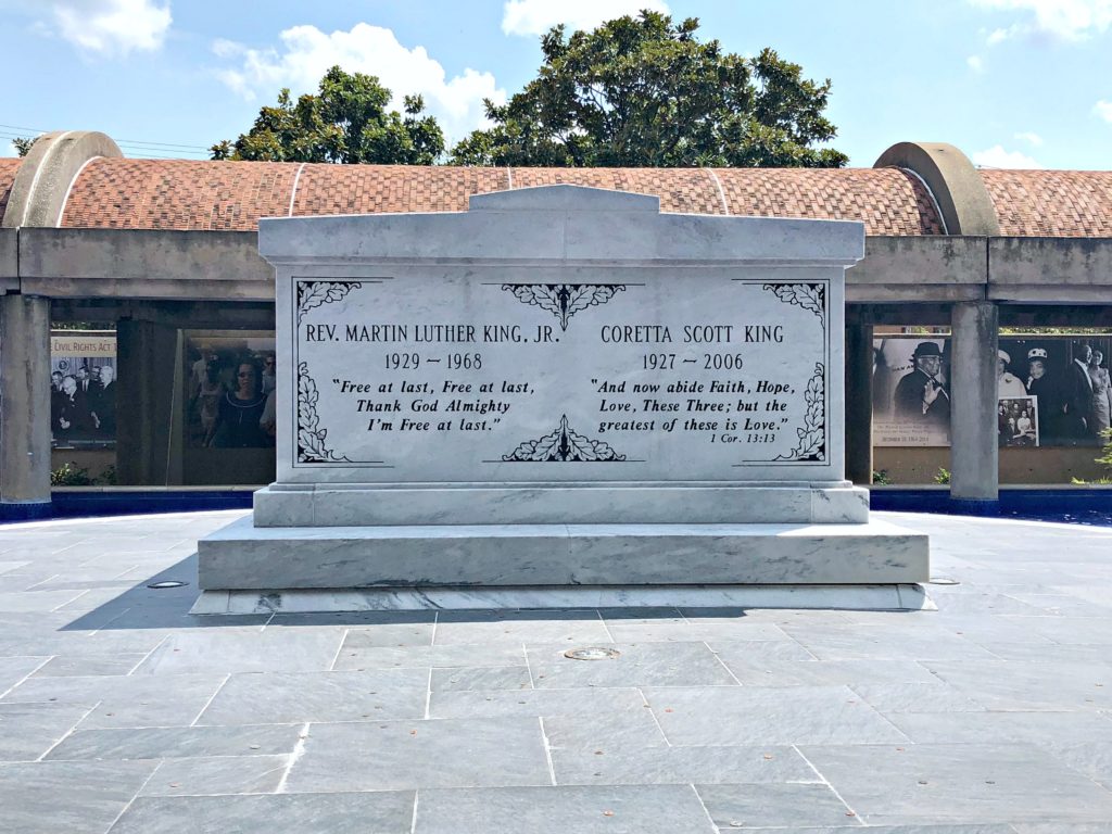 The final resting place of Martin Luther King and Coretta Scott King is shown.