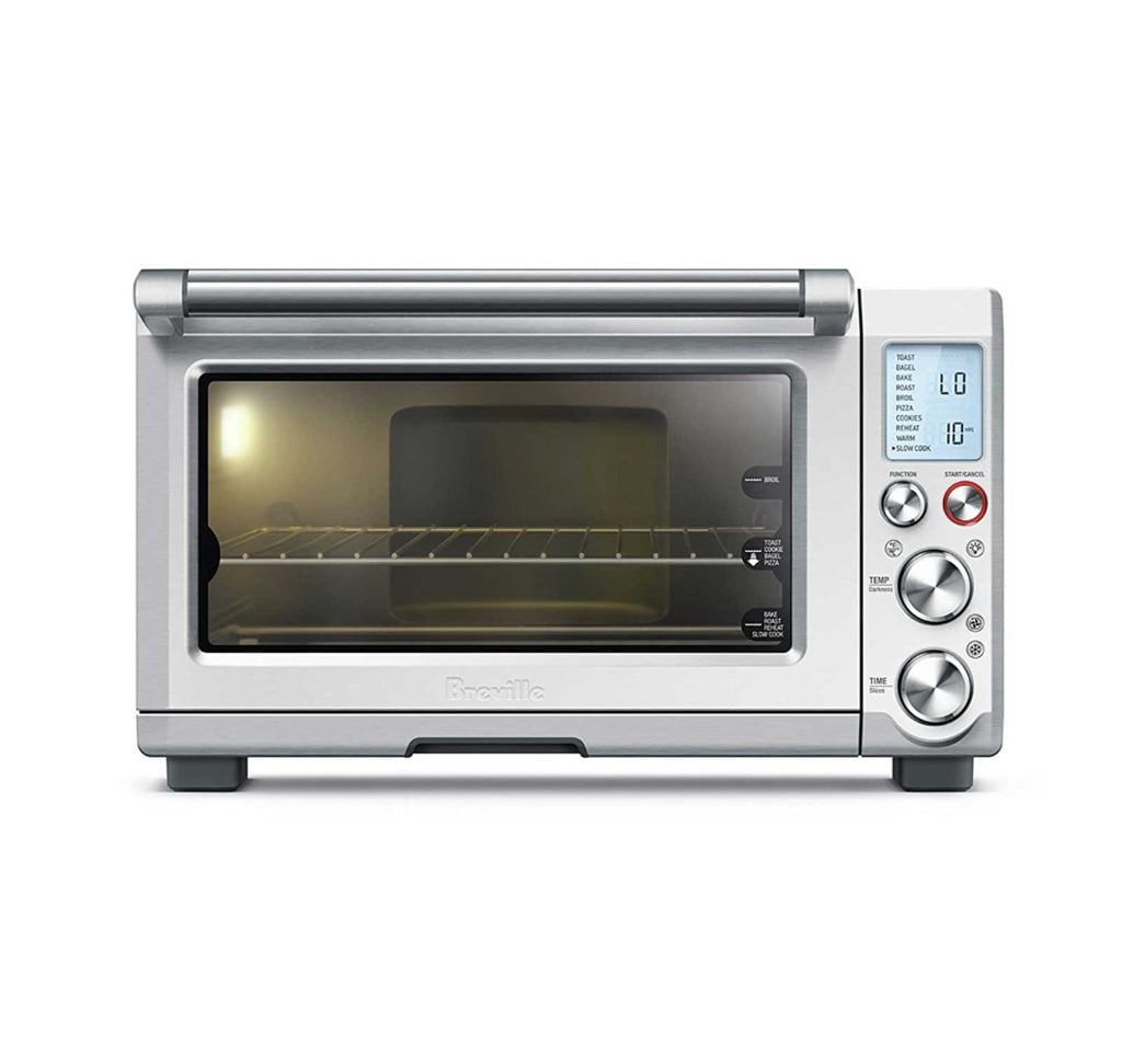 Stainless steel Breville toaster oven.