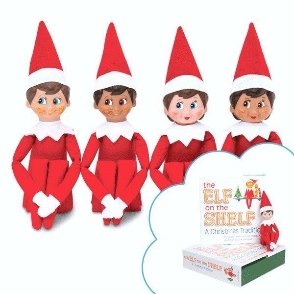 A group of different Elf on the Shelf scout elves. 