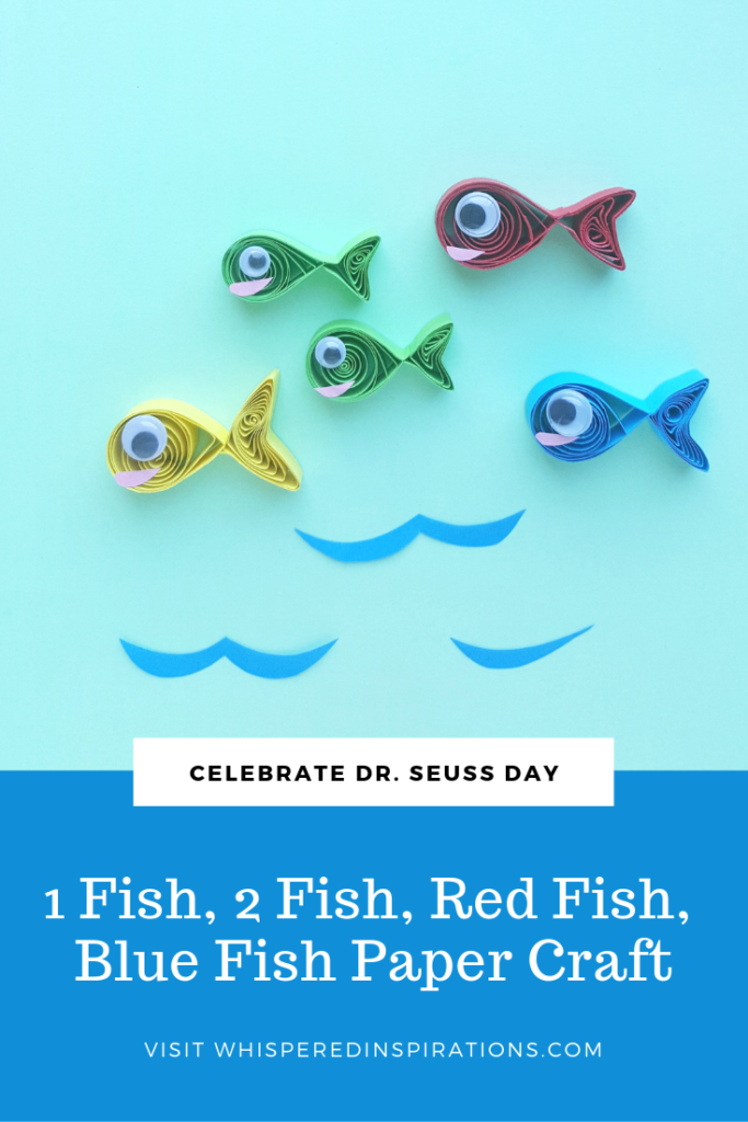 If you're a parent or teacher reading your kids Dr. Seuss books, you'll love this One Fish, Two Fish, Red Fish, Blue Fish Paper Craft! #DrSeuss #DrSeussDay #DrSeussCrafts 