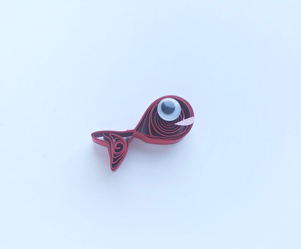 Now give that fish a smile, the quilled fish now has a cute little pink mouth.
