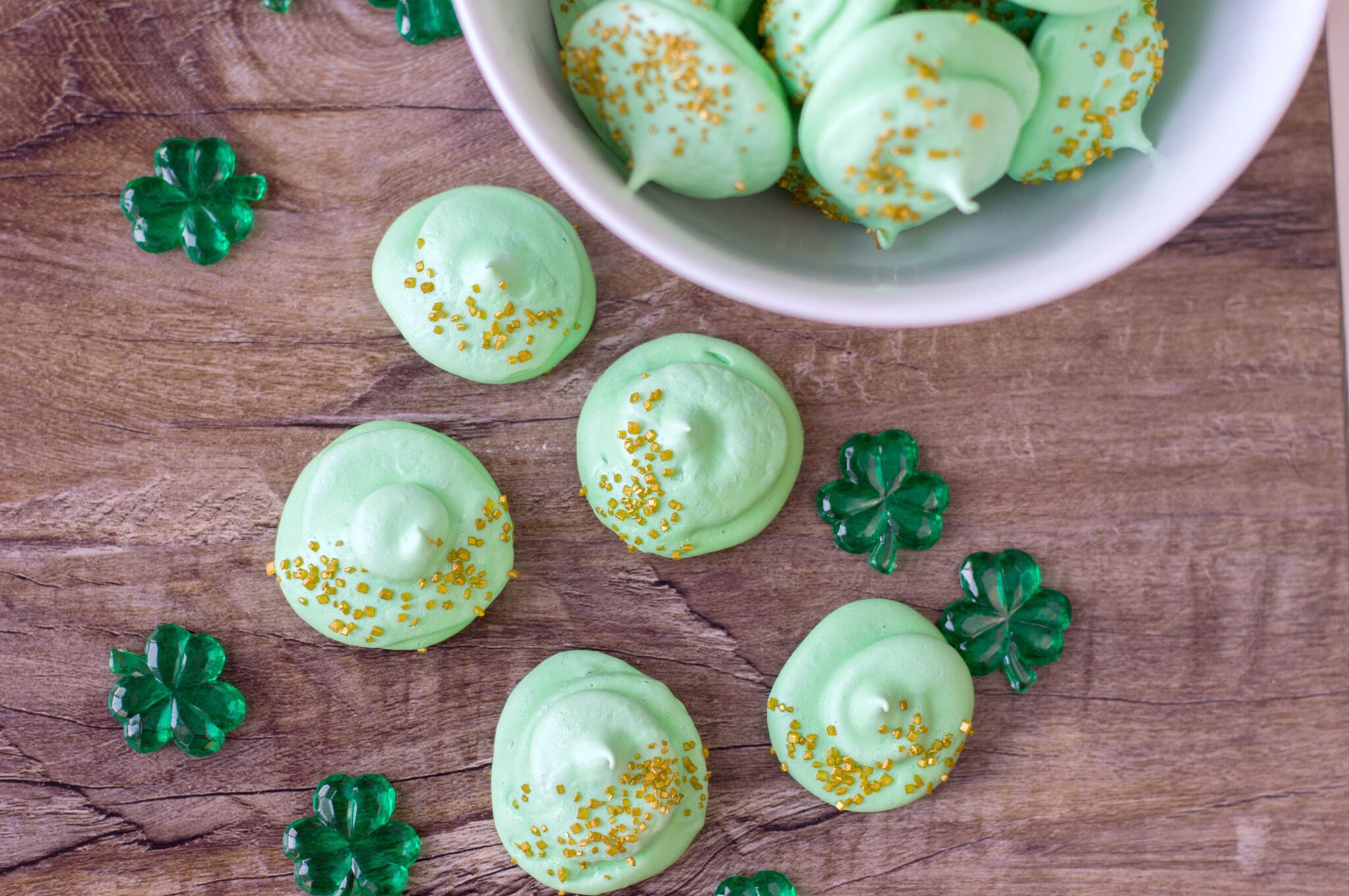 Green and Gold St. Patrick’s Day Meringues