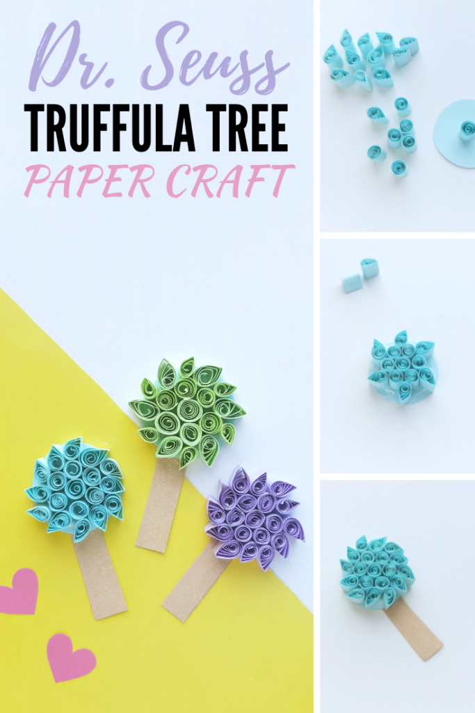 Celebrate Dr. Seuss' Birthday and the official Dr. Seuss Day, with this truffula tree paper craft. The very ones you see throughout his tale of the Lorax! #DrSeuss #DrSeussDay #DrSeussCrafts #TheLorax