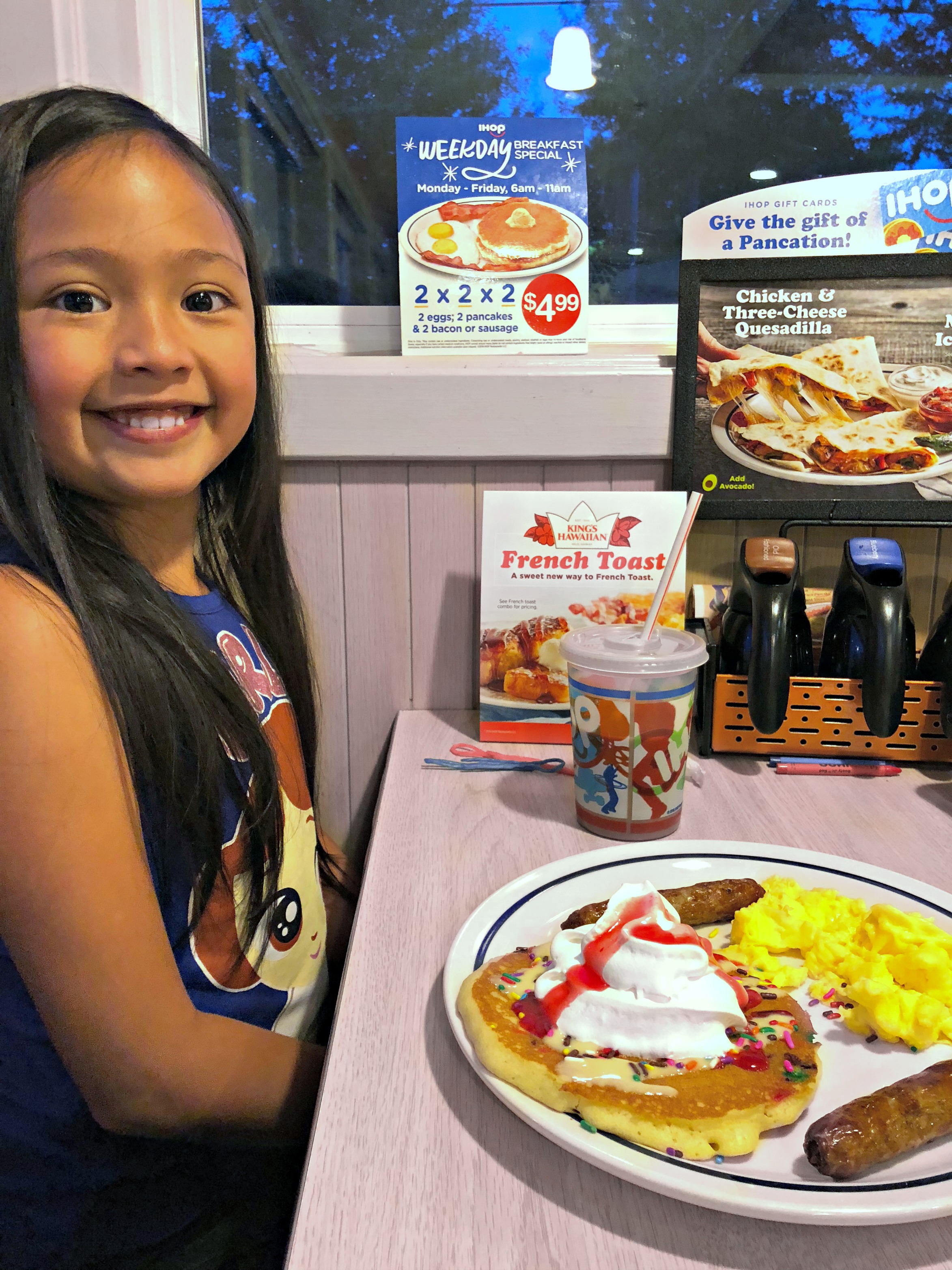 Mimi eating at IHOP in Alpharetta.