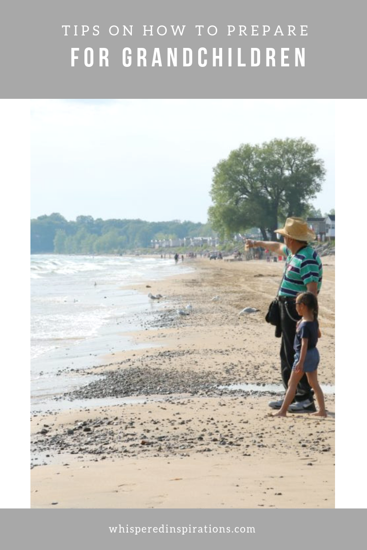 A banner reads, "Tips on how to prepare for grandchildren" and a picture of a grandfather with his grandchild is shown. 