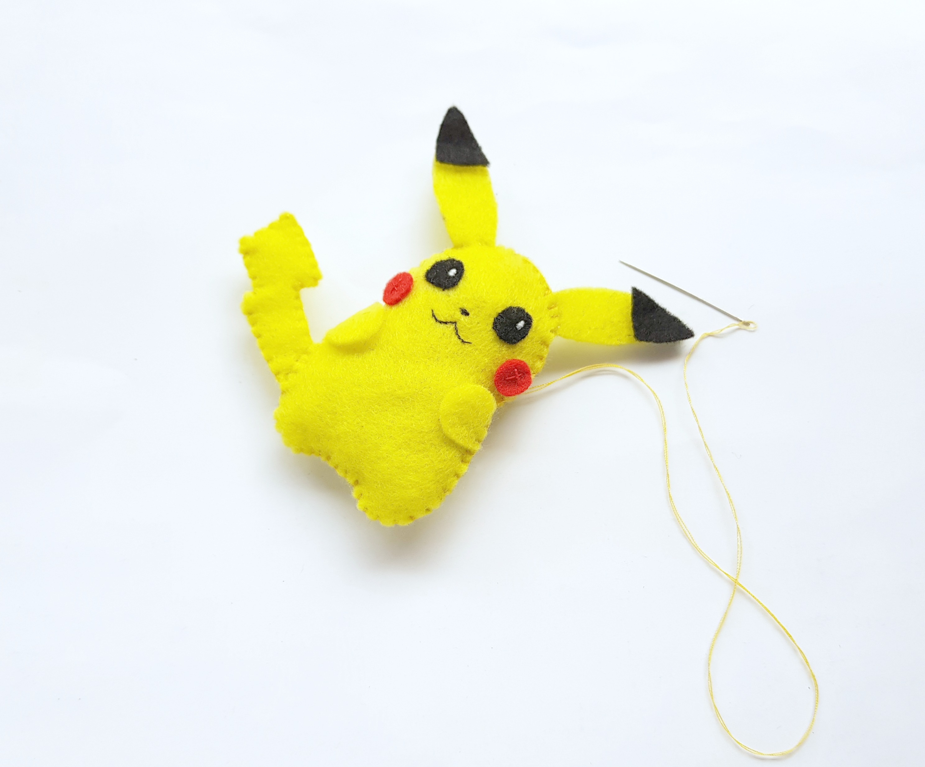 After you've stuffed Pikachu, it's time to seal him up. 