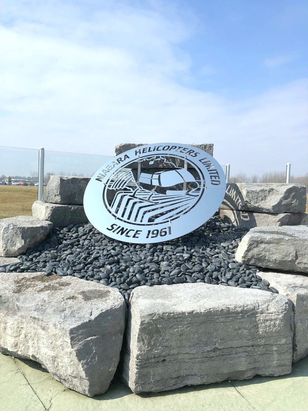 The front sign of the Niagara Helicopters Limited tours. 
