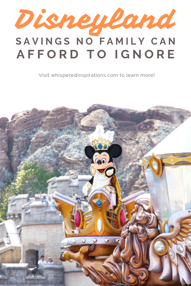 A banner reads, "Disneyland savings no family can afford to ignore," Minnie Mouse is on a float at Disneyland picture is shown.