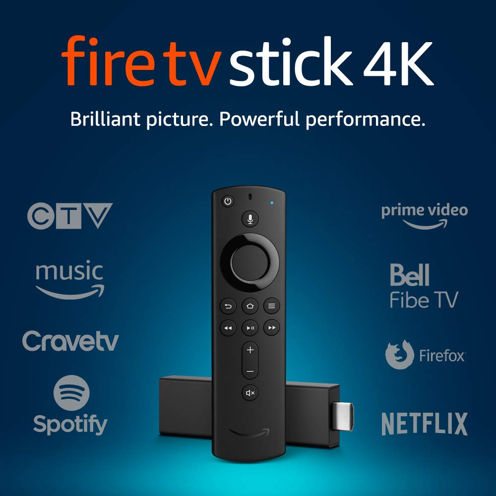 A Fire TV Stick in 4K with Alexa remote.