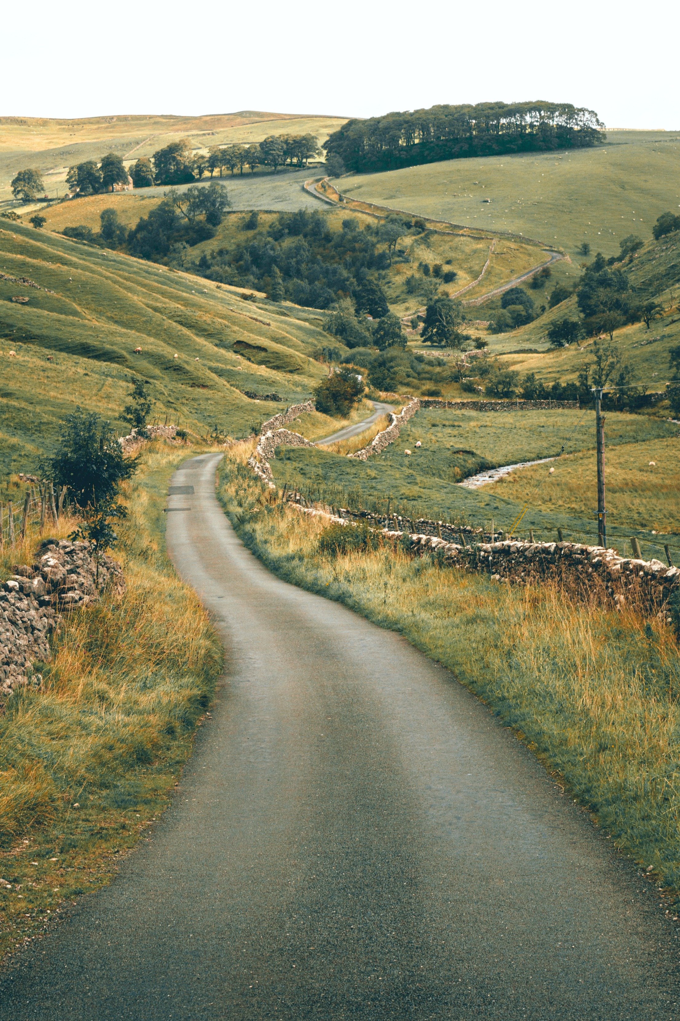 A beautiful country road in rural London, England, outside of the city. 