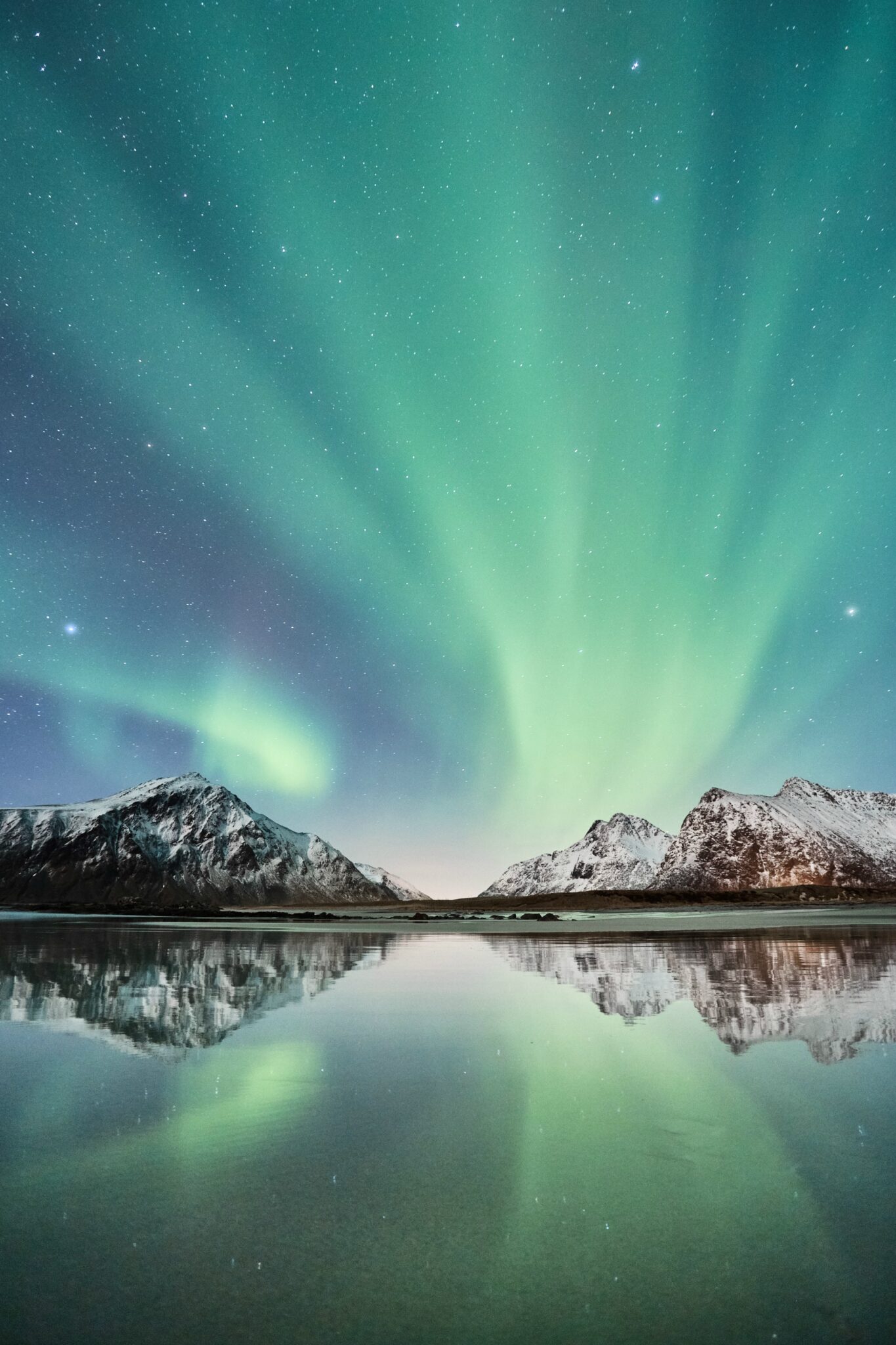 A landscape with Northern Lights. 