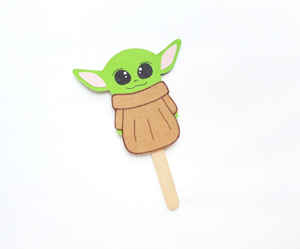 Popsicle Stick Baby Yoda Craft [Free Template]