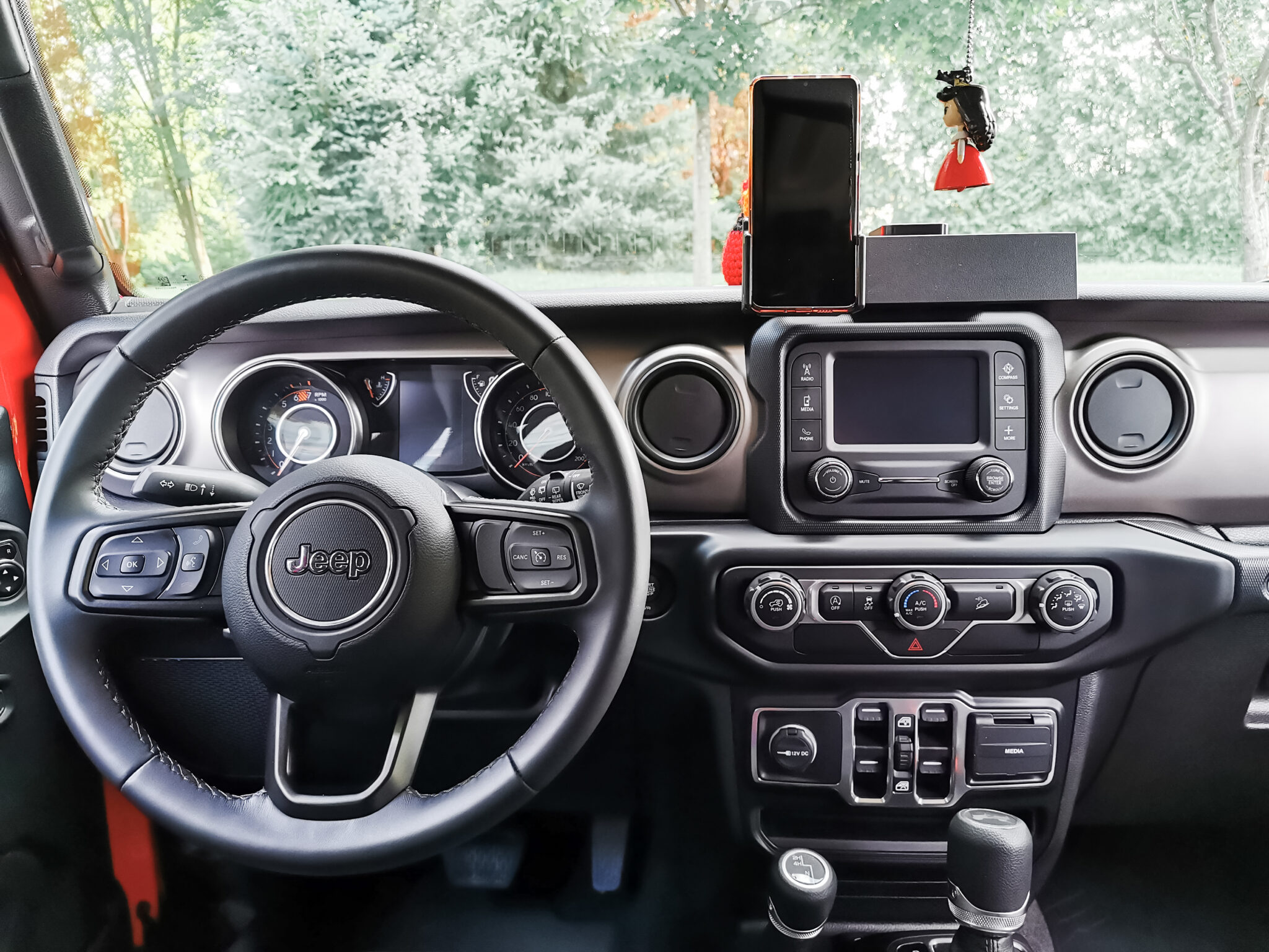 The inside of Nancy's Jeep Wrangler. It's equipped with ProClip Jeep Accessories. 