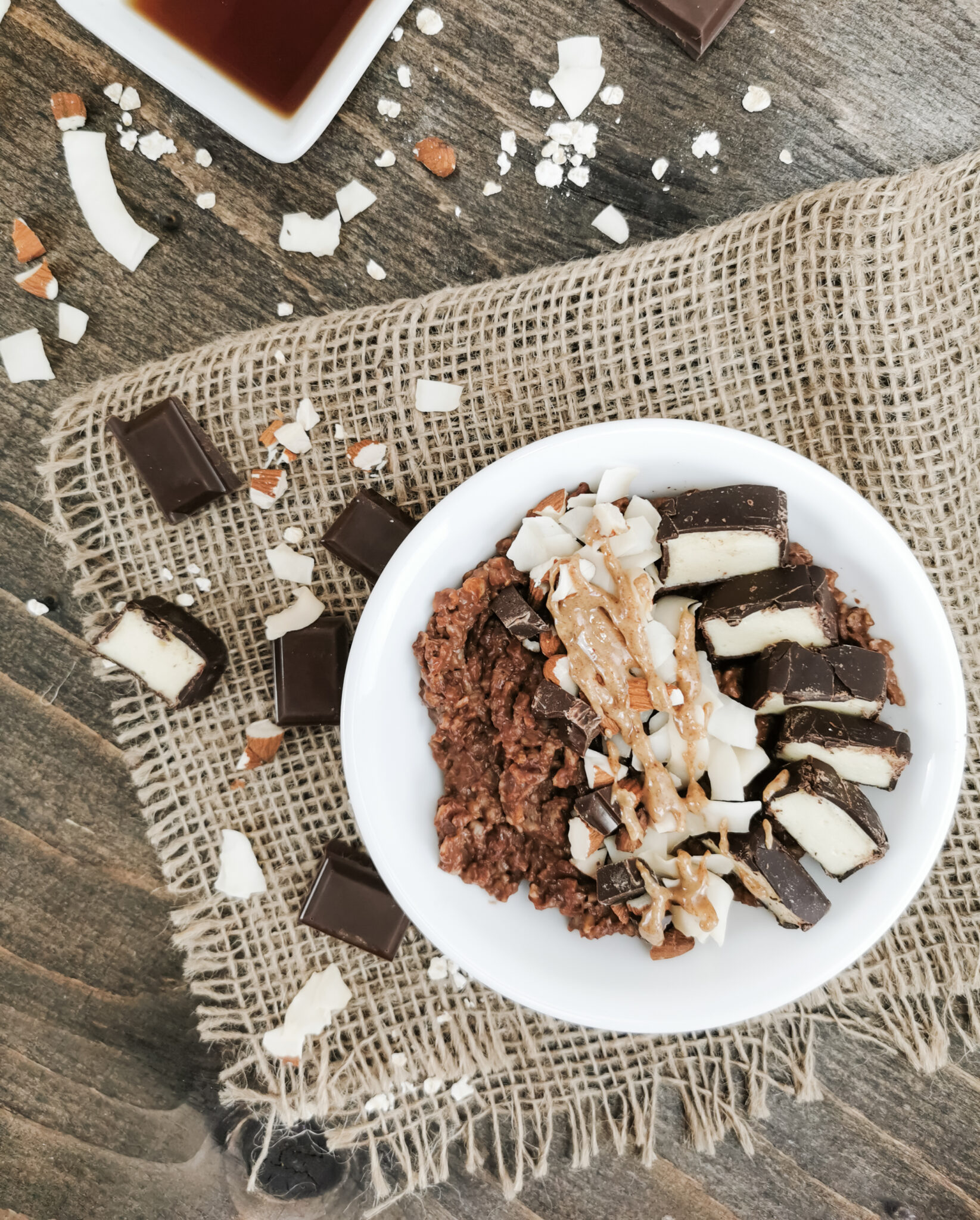 Protein-Packed Almond Joy Oatmeal