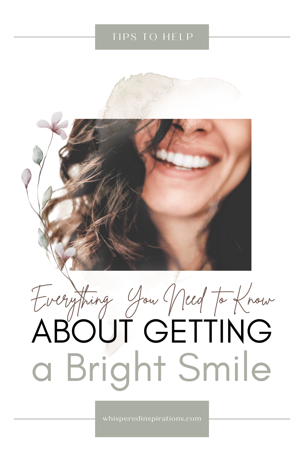 A close up of a woman's face and mouth, she smiles a bright smile. She has dark curly hair. The rest of her face is not seen. This article covers all you need to know about getting a bright smile.