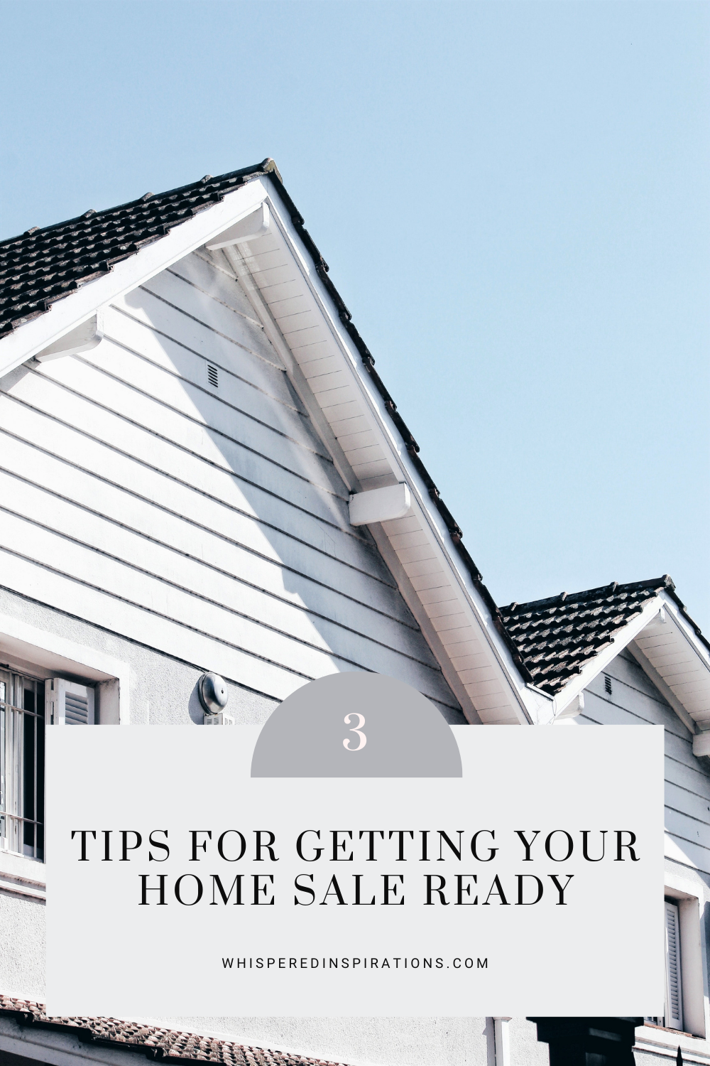 A close up of two roofs of townhouses are shown against a blue sky. This article covers tips to get your home sale ready.