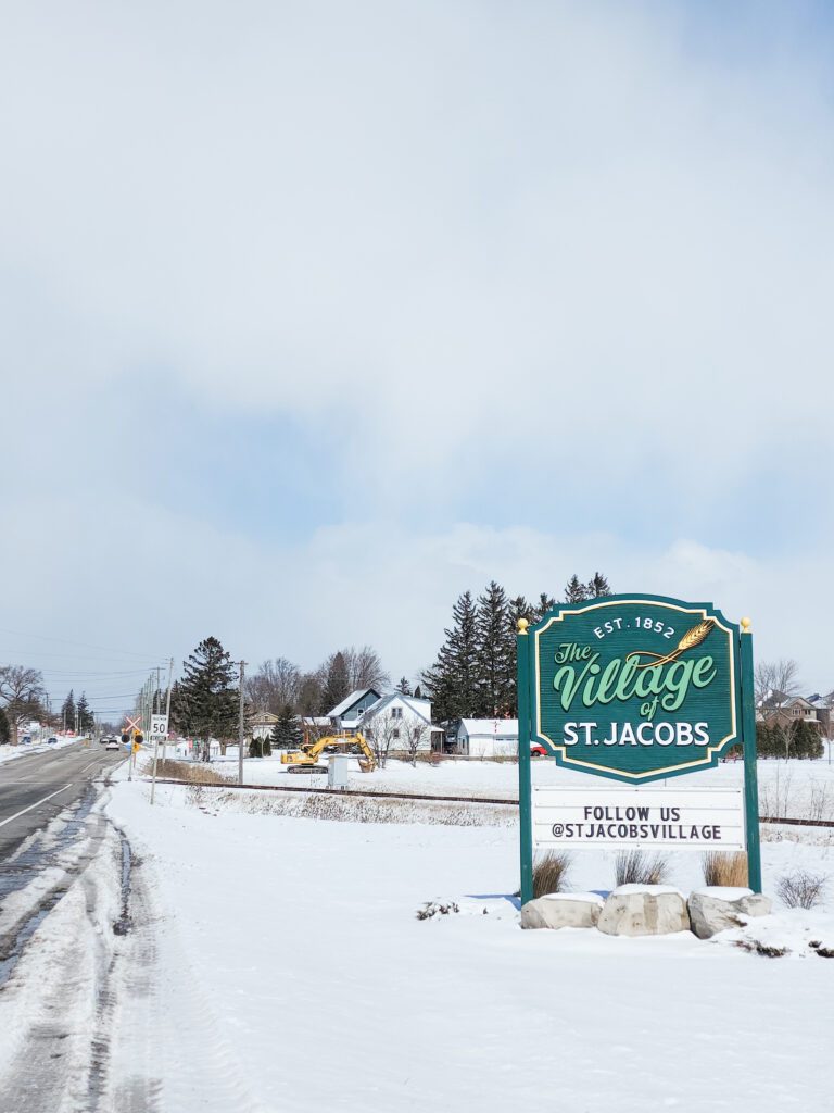 The sign leading into the Village of St. Jacobs.