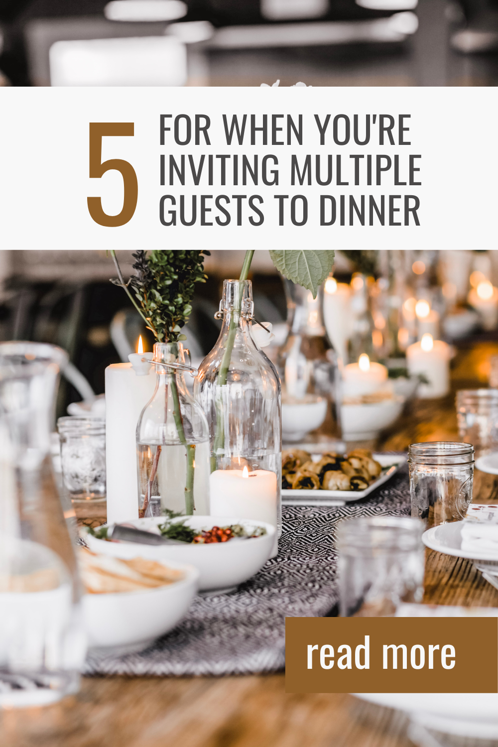 A table is lined with multiple place settings. This article covers tips for when you're inviting multiple guests to dinner. 