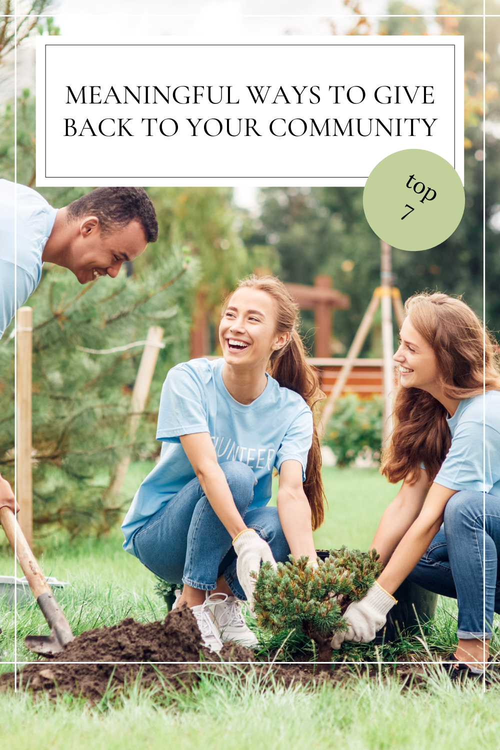 Two women and a man plant a tree together. They look at each other and laugh. This article covers how to give back to your community.