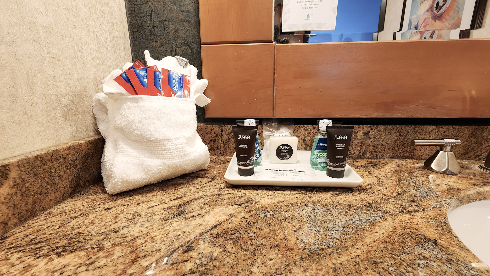 Close up of toiletries available in the suite.