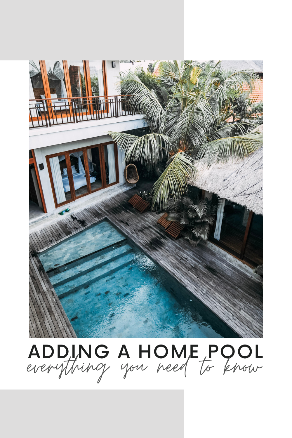 A beautiful home with palm trees, an in-ground pool is installed in the back yard. This article covers adding a home pool.