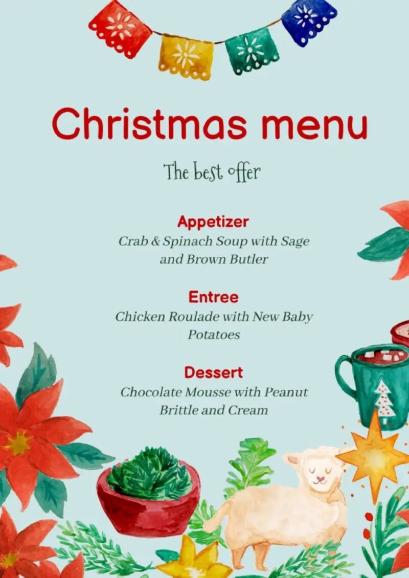 Festive Menu. Example Seasonal Celebrations: Creating Festive Menus with Google Docs ...