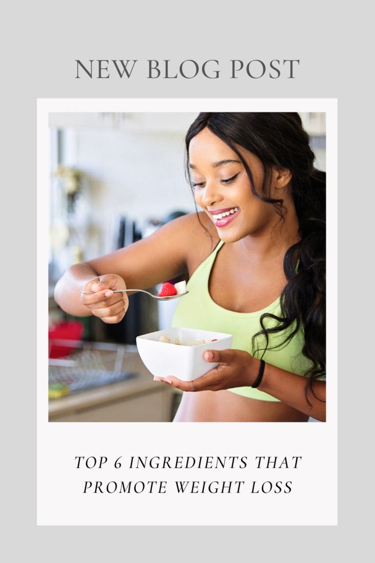 A woman eats fruit out of a bowl and smiles. This article covers ingredients that promote weight loss.