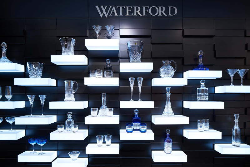 A set of Waterford Crystal being displayed on a wall. This article covers why they remain highly coveted today.