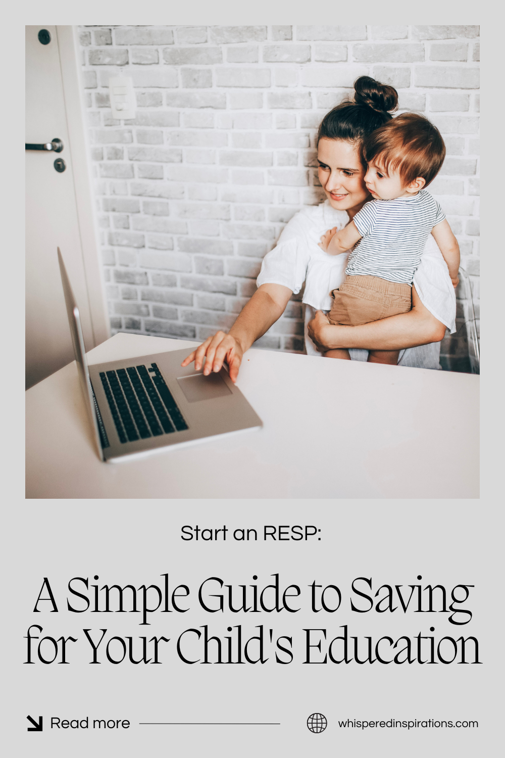Woman holds child in her lap and works on a computer. This article covers how to start and RESP.