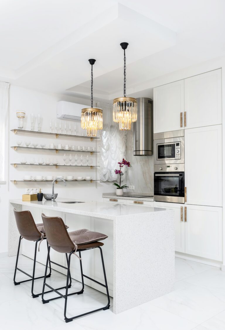 A white modern kitchen. This article covers kitchen upgrades that make cooking and cleaning easier.