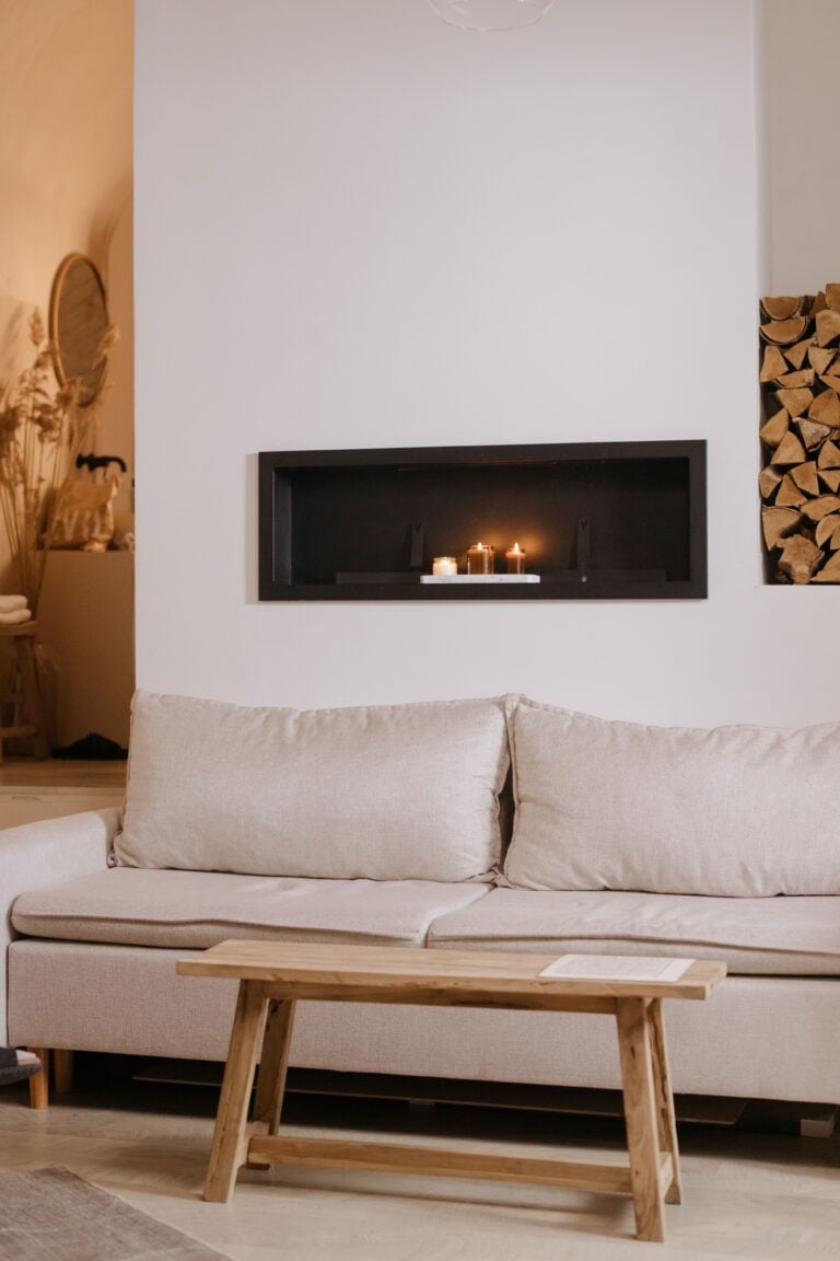 A minimal yet warm living room. This article covers simple design principles for meaningful and functional environments.