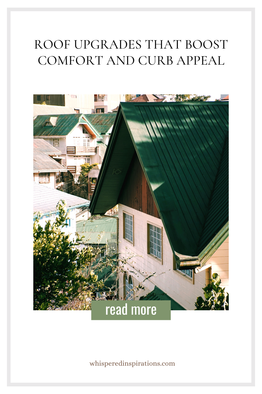 A picturesque view of townhouses featuring green metal roofs surrounded by sunlight and lush trees. This article shares how roof upgrades boost comfort and curb appeal.