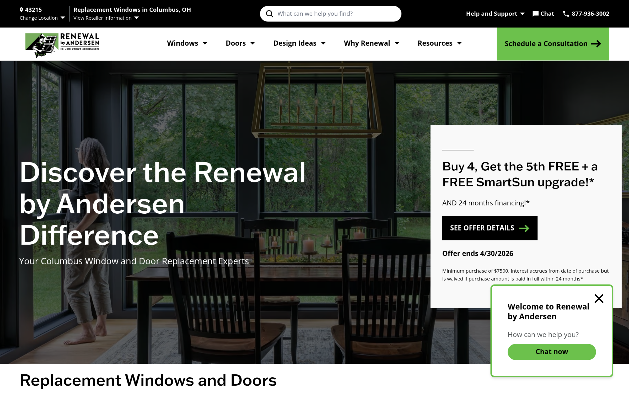 A screenshot of Renewal by Andersan company, one of the top window installation companies recommended.